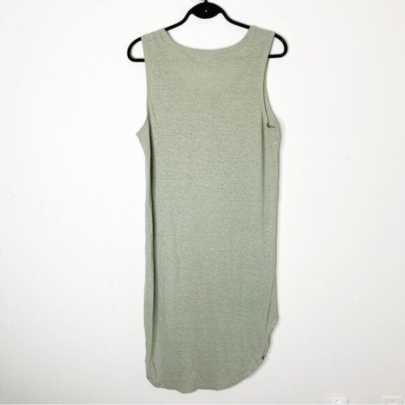 AERIE Midi Tank Dress Linen blend sleeveless Sage Green High Low hem Size S - Picture 9 of 15